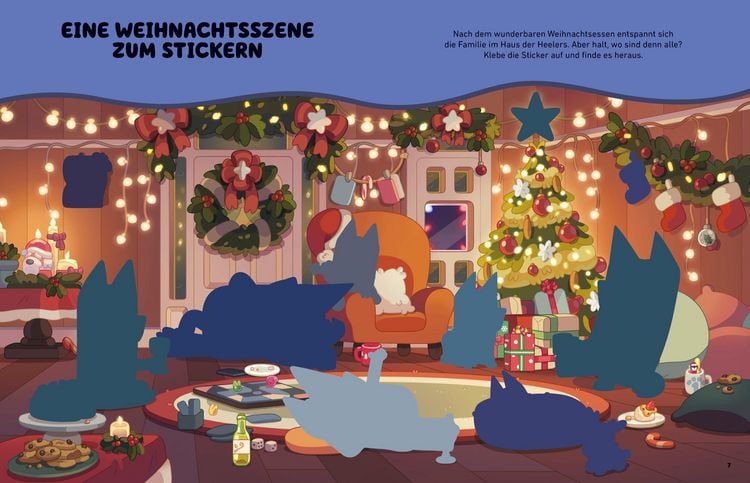 Produktbild: BLUEY &ndash; Hurra, es ist Weihnachten! - R&auml;tsel- und Stickerbuch