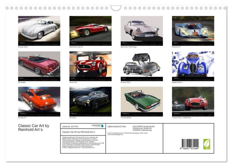 Produktbild: Classic Car Art by Reinhold Art&acute;s (Wandkalender 2026 DIN A3 quer), CALVENDO Monatskalender