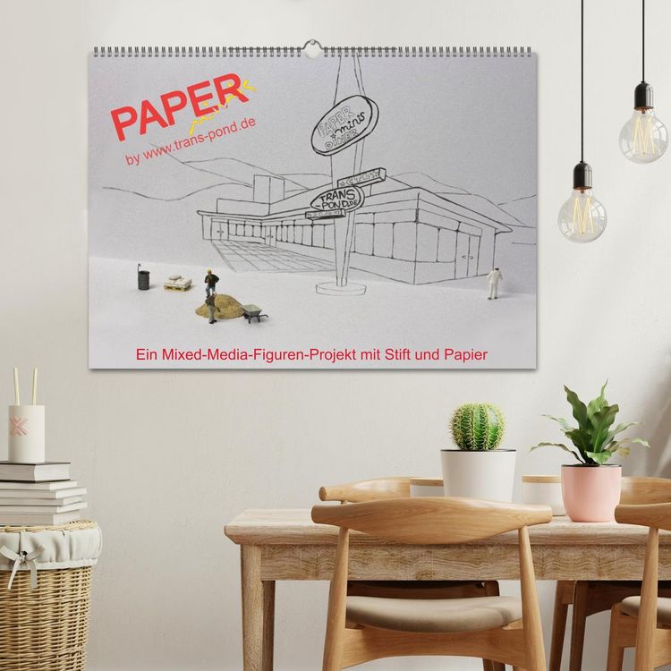 Produktbild: PAPERminis &ndash; Ein Mixed-Media-Figuren-Projekt mit Stift und Papier (Wandkalender 2026 DIN A2 quer), CALVENDO Monatskalender