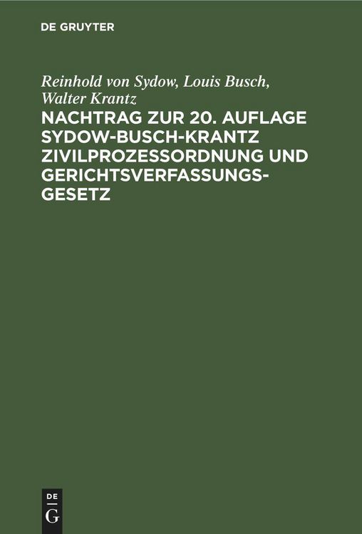 Produktbild: Nachtrag zur 20. Auflage Sydow-Busch-Krantz Zivilproze&szlig;ordnung und Gerichtsverfassungsgesetz