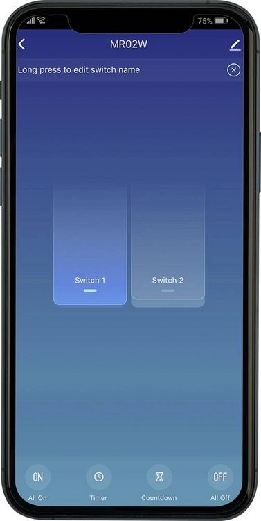Produktbild: Wi-Fi Schalter Einbau 2-Kanal Schaltleistung (max.) 2300 W Reichweite max. (im Freifeld) 300 m