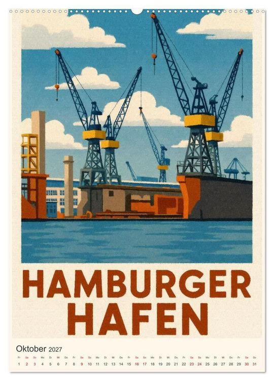 Produktbild: City Poster Hamburg - Stilisierte Impressionen der Hansestadt (Wandkalender 2027 DIN A2 hoch), CALVENDO Monatskalender