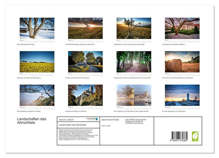 Produktbild: Landschaften des Altm&uuml;hltals (hochwertiger Premium Wandkalender 2026 DIN A2 quer), Kunstdruck in Hochglanz