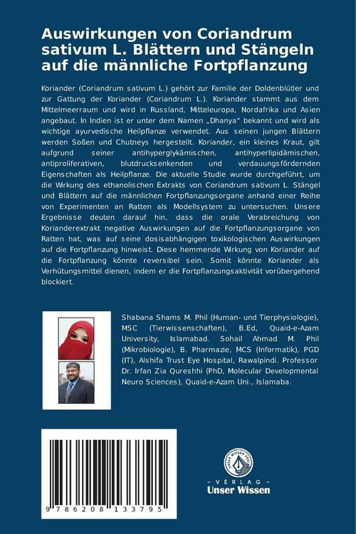 Produktbild: Auswirkungen von Coriandrum sativum L. Bl&auml;ttern und St&auml;ngeln auf die m&auml;nnliche Fortpflanzung