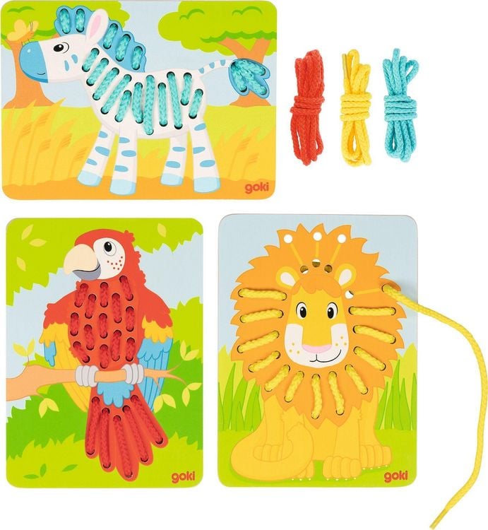 Produktbild: F&auml;delspiel Papagei, L&ouml;we, Zebra