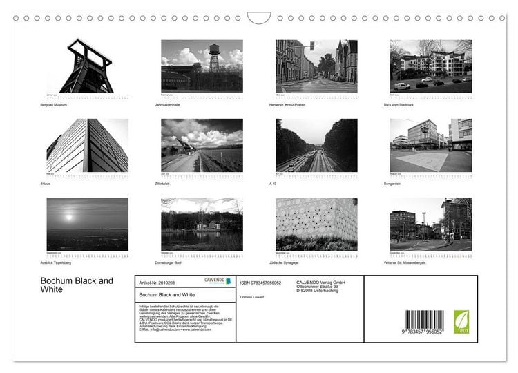 Produktbild: Bochum Black and White (Wandkalender 2026 DIN A3 quer), CALVENDO Monatskalender
