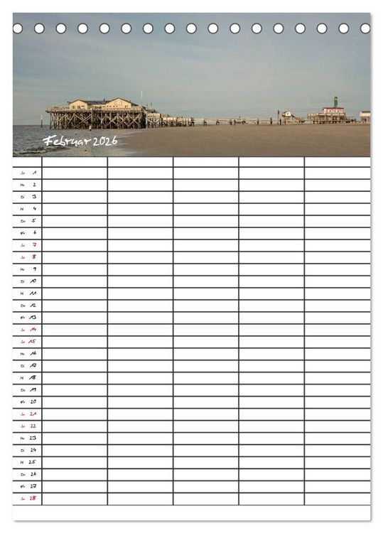 Produktbild: St. Peter Ording Familienplaner (Tischkalender 2026 DIN A5 hoch), CALVENDO Monatskalender