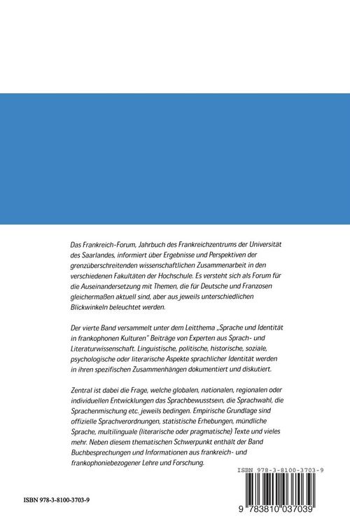 Produktbild: Sprache und Identit&auml;t in frankophonen Kulturen / Langues, identit&eacute; et francophonie