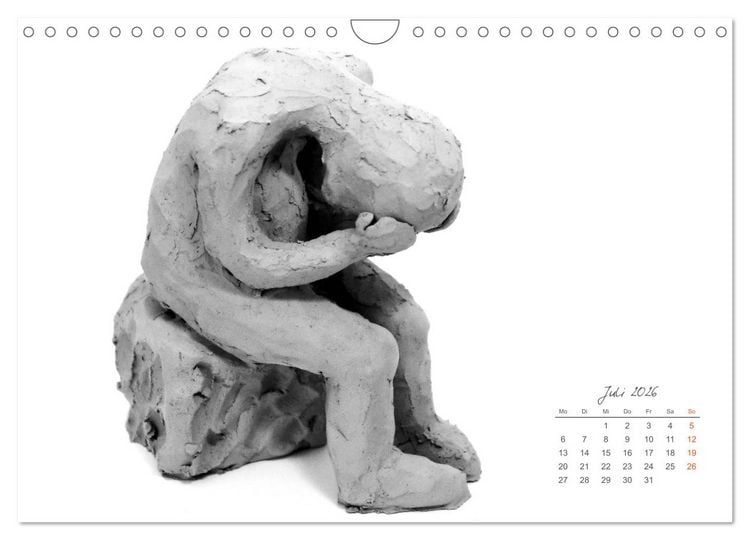 Produktbild: Gef&uuml;hle in Ton geformt - Intuitives plastisches Gestalten mit Tonerde (Wandkalender 2026 DIN A4 quer), CALVENDO Monatskalender
