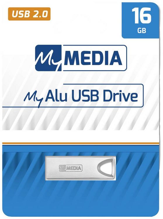 Produktbild: MyMEDIA My Alu USB 2.0 Drive USB-Stick 16GB Silber 69272 USB-A (USB 2.0)