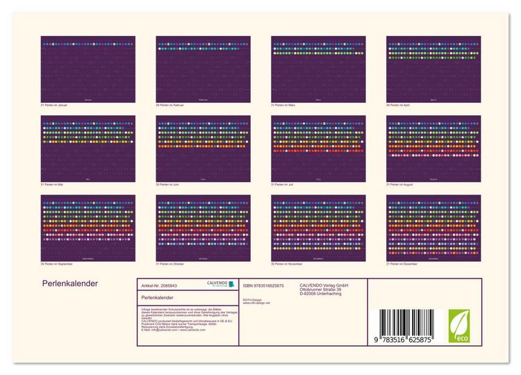 Produktbild: Perlenkalender (Wandkalender 2026 DIN A4 quer), CALVENDO Monatskalender