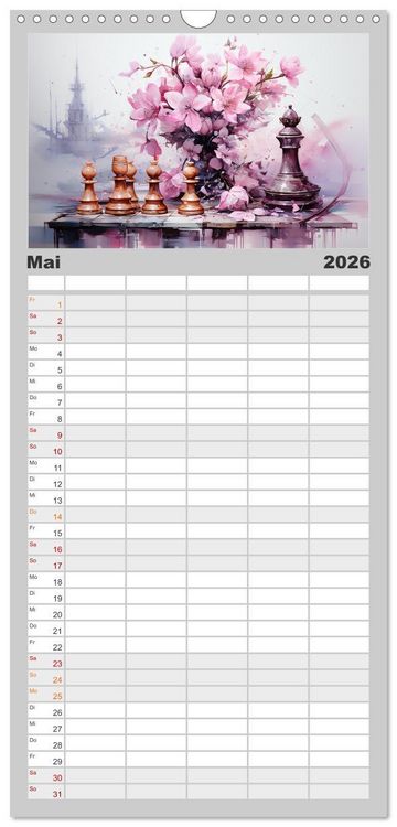 Produktbild: Familienplaner 2026 - Schach Matt mit 5 Spalten (Wandkalender, 21 x 45 cm) CALVENDO