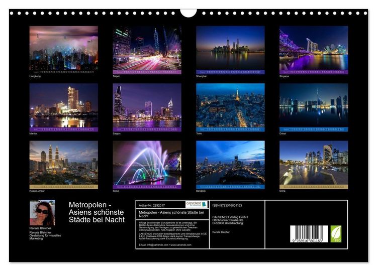 Produktbild: Metropolen - Asiens sch&ouml;nste St&auml;dte bei Nacht (Wandkalender 2027 DIN A3 quer), CALVENDO Monatskalender