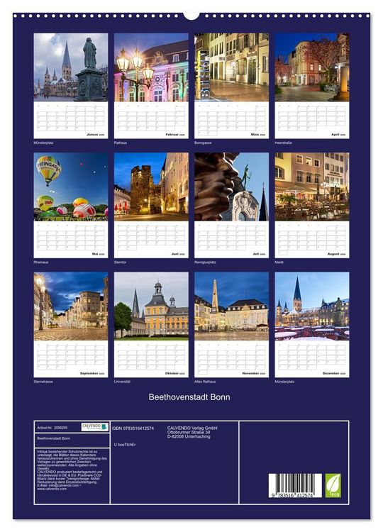 Produktbild: Beethovenstadt Bonn (Wandkalender 2026 DIN A2 hoch), CALVENDO Monatskalender
