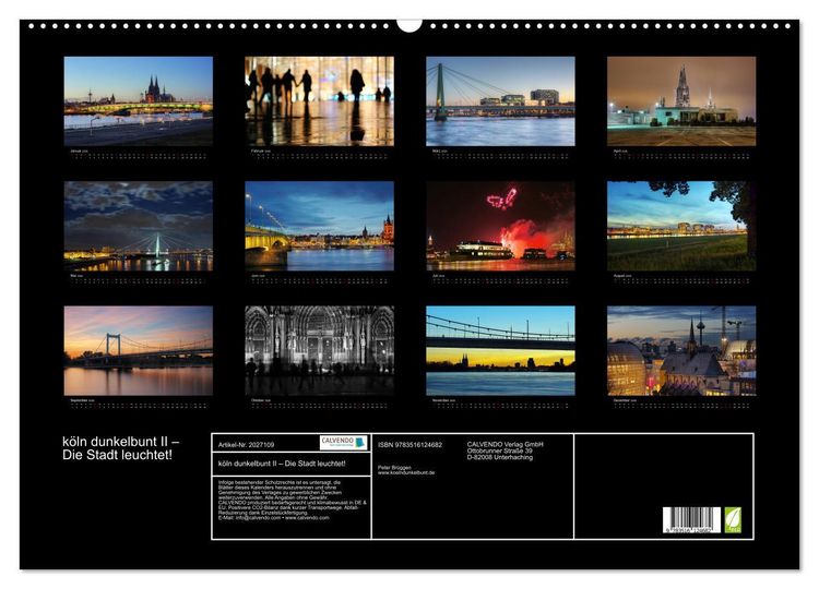 Produktbild: k&ouml;ln dunkelbunt II &ndash; Die Stadt leuchtet! (Wandkalender 2026 DIN A2 quer), CALVENDO Monatskalender