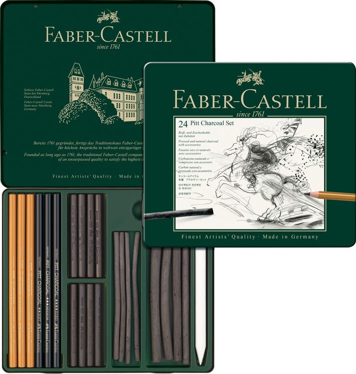 Produktbild: Faber-Castell Pitt Charcoal Set, Rei&szlig;- und Zeichenkohle mit Zubeh&ouml;r, 24er Set
