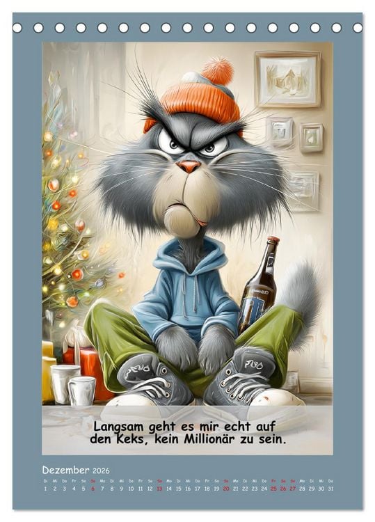Produktbild: Kratzige Kerle. Trockener Katzenhumor vom Feinsten (Tischkalender 2026 DIN A5 hoch), CALVENDO Monatskalender