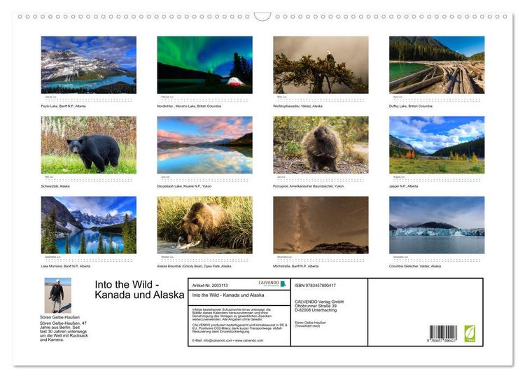 Produktbild: Into the Wild - Kanada und Alaska (Wandkalender 2026 DIN A2 quer), CALVENDO Monatskalender
