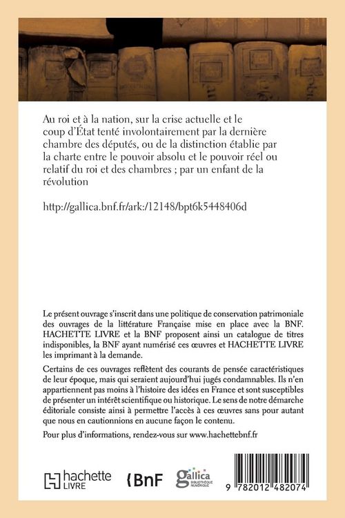 Produktbild: Au roi et &agrave; la nation, sur la crise actuelle et le coup d'&Eacute;tat tent&eacute; involontairement par la