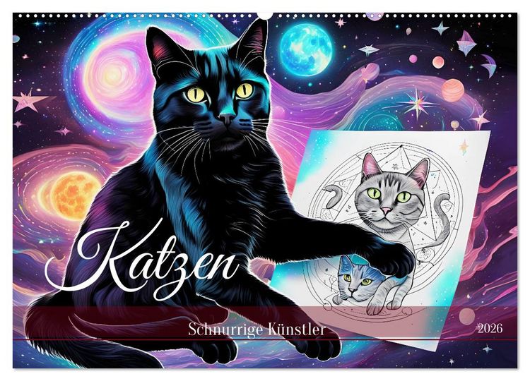 Produktbild: Katzen Schnurrige K&uuml;nstler (Wandkalender 2026 DIN A2 quer), CALVENDO Monatskalender