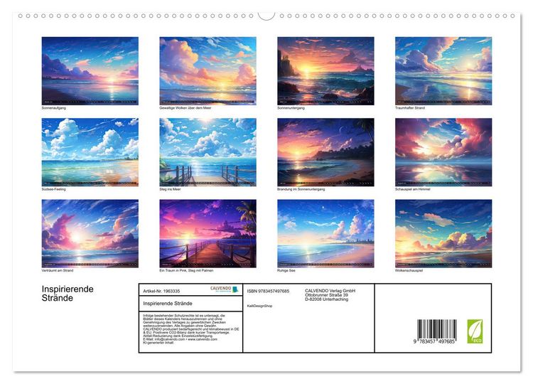 Produktbild: Inspirierende Str&auml;nde (hochwertiger Premium Wandkalender 2026 DIN A2 quer), Kunstdruck in Hochglanz