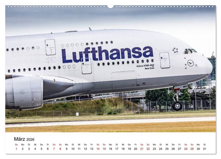 Produktbild: Planespotting am Flughafen M&uuml;nchen (hochwertiger Premium Wandkalender 2026 DIN A2 quer), Kunstdruck in Hochglanz