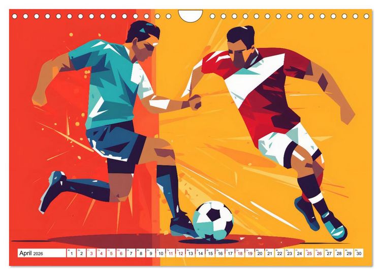 Produktbild: Magie des Fussballs - Illustrierte Emotionen auf dem Rasen (Wandkalender 2026 DIN A4 quer), CALVENDO Monatskalender