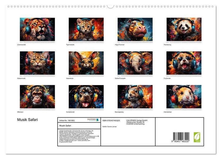 Produktbild: Musik Safari (hochwertiger Premium Wandkalender 2026 DIN A2 quer), Kunstdruck in Hochglanz