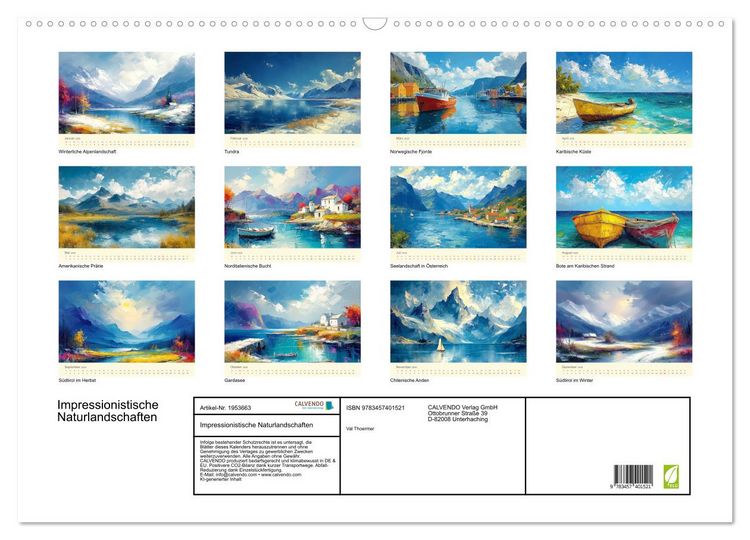 Produktbild: Impressionistische Naturlandschaften (Wandkalender 2026 DIN A2 quer), CALVENDO Monatskalender
