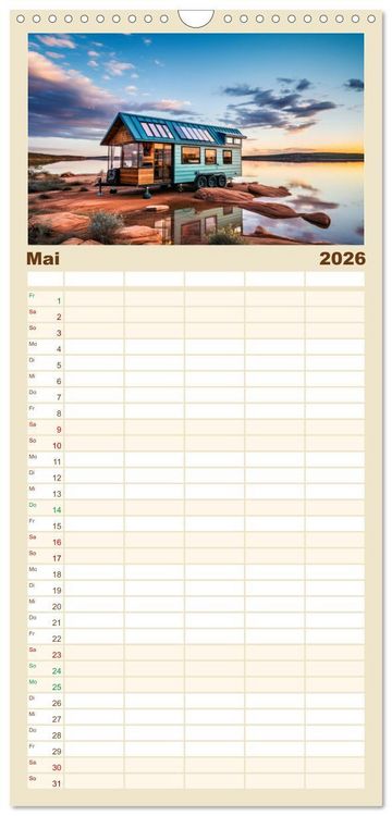 Produktbild: Familienplaner 2026 - Tiny Houses - wohnen auf kleinstem Raum mit 5 Spalten (Wandkalender, 21 x 45 cm) CALVENDO