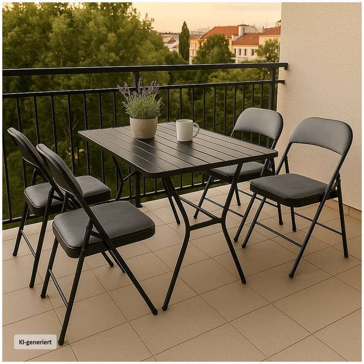 Produktbild: HTI-Living 4er Set Klappst&uuml;hle mit Polsterung Metallgestell und Samtbezug
