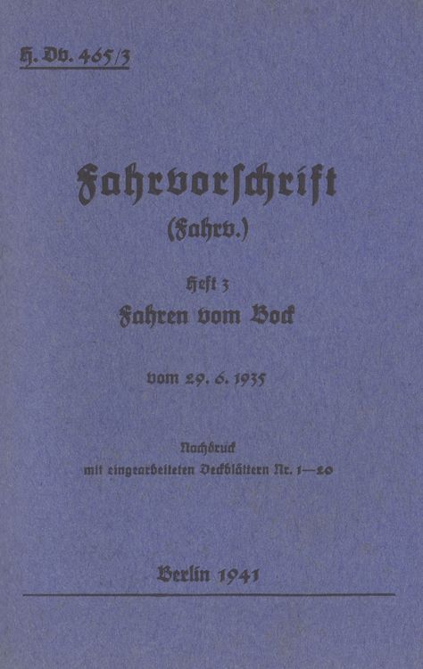 Produktbild: H.Dv. 465/3 Fahrvorschrift - Heft 3 - Fahren vom Bock