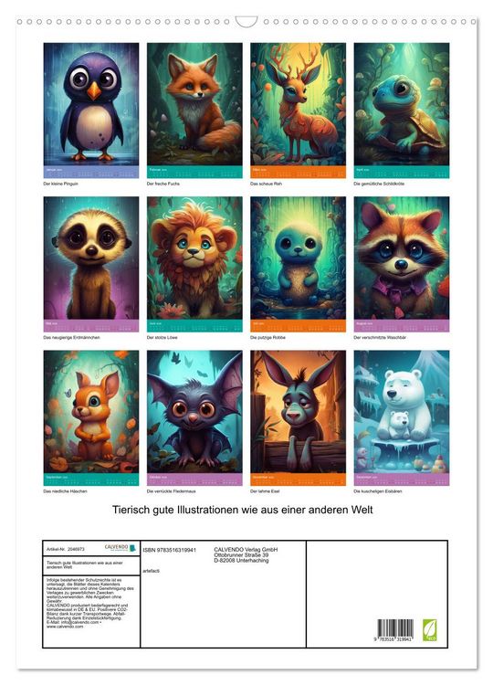 Produktbild: Tierisch gute Illustrationen wie aus einer anderen Welt (Wandkalender 2026 DIN A2 hoch), CALVENDO Monatskalender
