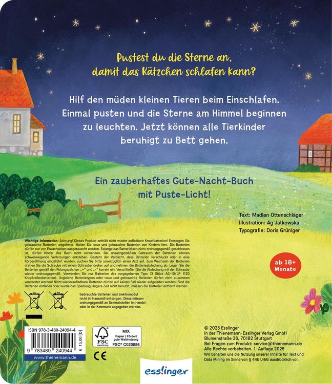 Produktbild: Mein Puste-Licht-Buch: Schlaf sch&ouml;n, kleiner Schatz!