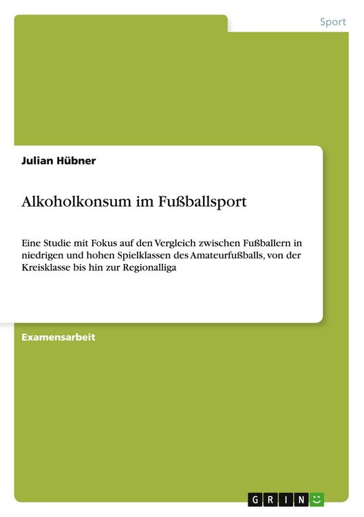 Produktbild: Alkoholkonsum im Fu&szlig;ballsport