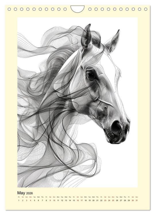 Produktbild: Sketchy Power Horses (Wall Calendar 2026 DIN A4 portrait), CALVENDO 12 Month Wall Calendar