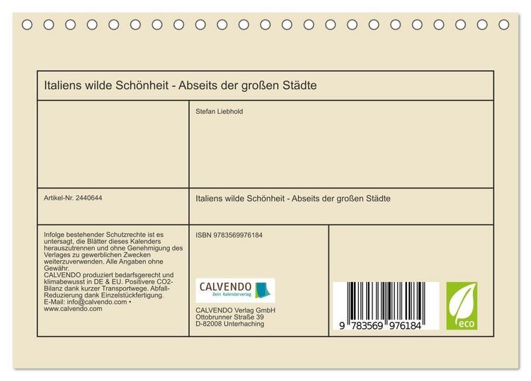 Produktbild: Italiens wilde Sch&ouml;nheit - Abseits der gro&szlig;en St&auml;dte (Tischkalender 2027 DIN A5 quer), CALVENDO Monatskalender