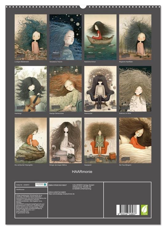 Produktbild: HAARmonie (hochwertiger Premium Wandkalender 2026 DIN A2 hoch), Kunstdruck in Hochglanz