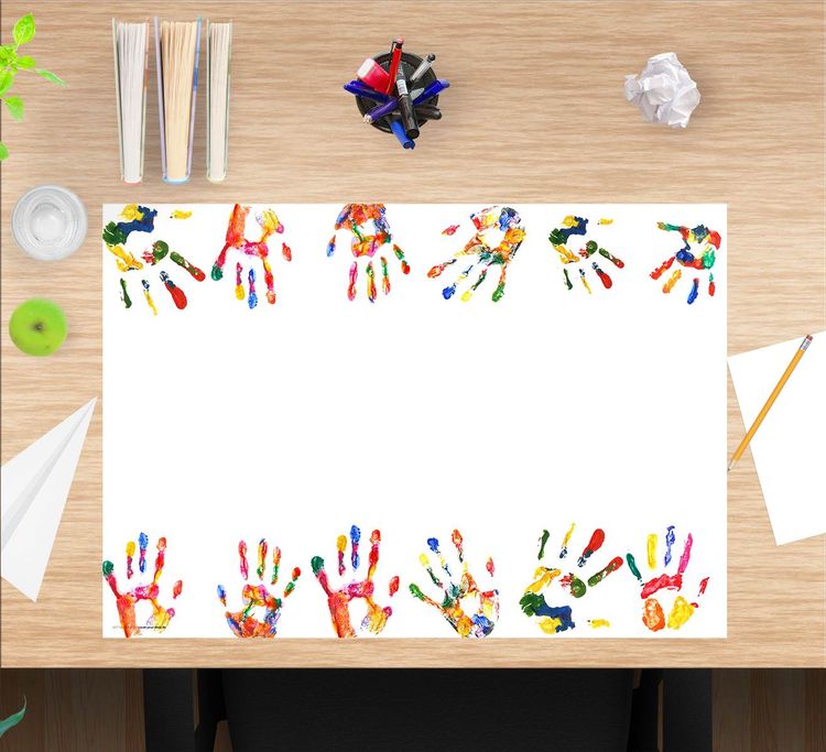 Produktbild: Cover-your-desk Schreibtischunterlage f&uuml;r Kinder und Erwachsene Bunte Kinderh&auml;nde, aus hochwertigem Vinyl , 60 x 40 cm