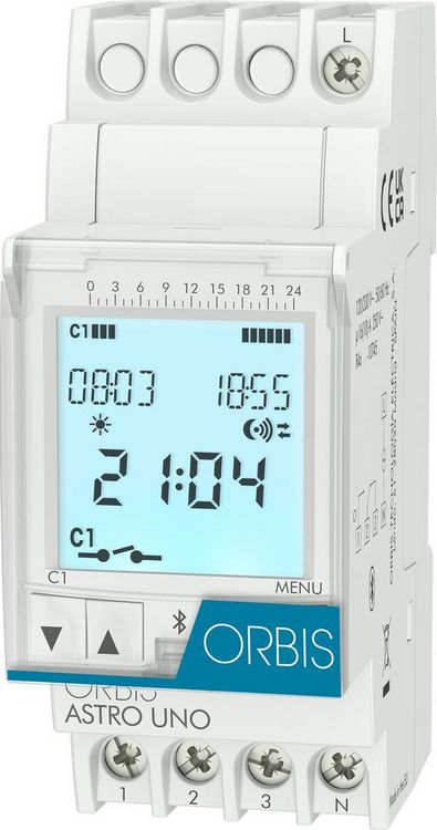 Produktbild: ORBIS Zeitschalttechnik OB178112 Zeitschaltuhr f&uuml;r Hutschiene ASTRO UNO 230 V/AC Astronomisch, Tagesprogramm, Wochenprogramm