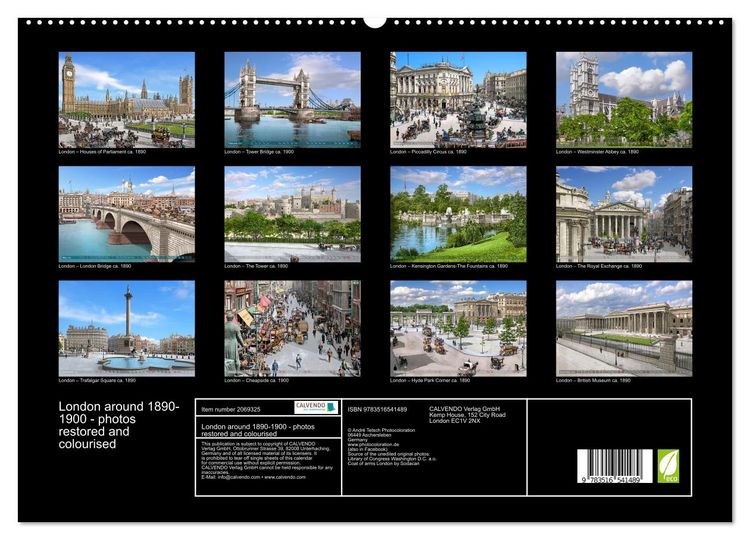 Produktbild: London around 1890-1900 - photos restored and colourised (High Quality Premium Wall Calendar 2026 DIN A2 landscape),CALVENDO 12 Month Wall Calendar