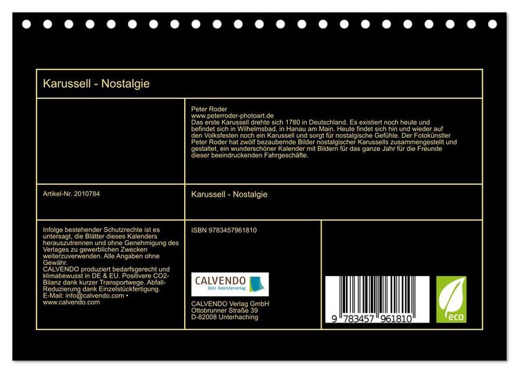 Produktbild: Karussell - Nostalgie (Tischkalender 2026 DIN A5 quer), CALVENDO Monatskalender