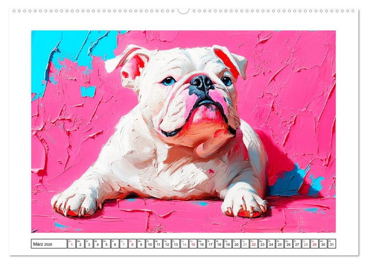 Produktbild: Bulldoggen Paintings. K&uuml;nstlerische Hundeportr&auml;ts im leuchtenden &Ouml;lgem&auml;lde-Stil (Wandkalender 2026 DIN A2 quer), CALVENDO Monatskalender