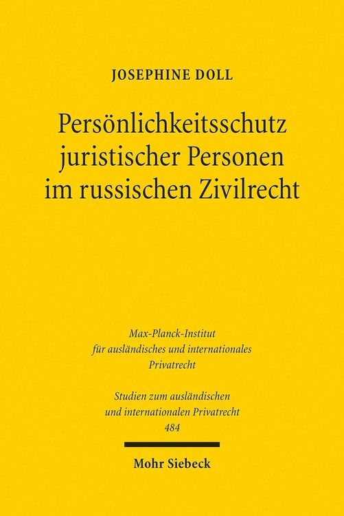 Produktbild: Pers&ouml;nlichkeitsschutz juristischer Personen im russischen Zivilrecht