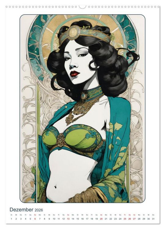 Produktbild: Frauen in Bildern im Art Nouveau-Stil (hochwertiger Premium Wandkalender 2026 DIN A2 hoch), Kunstdruck in Hochglanz