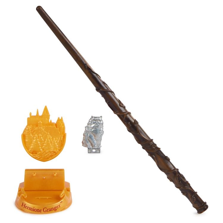 Produktbild: Wizarding World Harry Potter - Authentischer Hermine Granger Zauberstab aus Kunststoff mit Hogwarts-Halterung