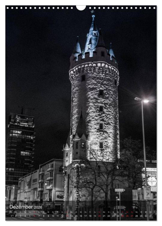 Produktbild: Frankfurt monochrom (Wandkalender 2026 DIN A3 hoch), CALVENDO Monatskalender