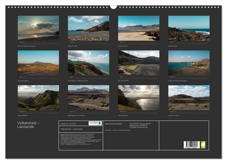 Produktbild: Vulkaninsel &ndash; Lanzarote (Wandkalender 2026 DIN A2 quer), CALVENDO Monatskalender