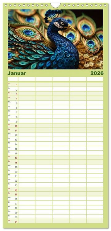 Produktbild: Familienplaner 2026 - Quilling Inspirationen mit 5 Spalten (Wandkalender, 21 x 45 cm) CALVENDO