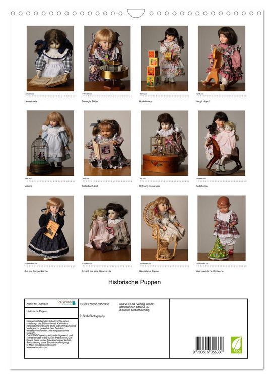 Produktbild: Historische Puppen (Wandkalender 2026 DIN A3 hoch), CALVENDO Monatskalender